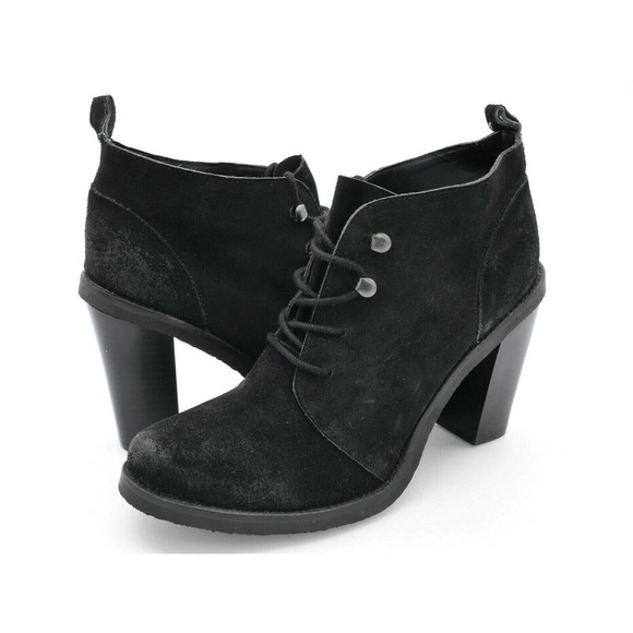 Kelsi Dagger Ankle Boots Womens 9 Charlot Black Suede Lace Up Bootie Cone Heel - Picture 1 of 10